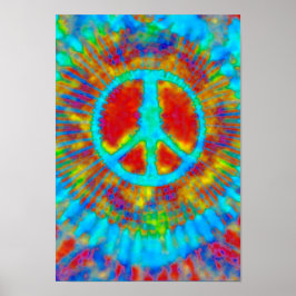 Abstract Psychedelic Stropdas-Dye Peace Sign Poster