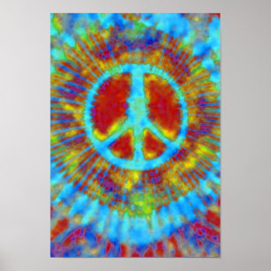 Abstract Psychedelic Stropdas-Dye Peace Sign Poster