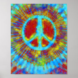 Abstract Psychedelic Stropdas-Dye Peace Sign Poster
