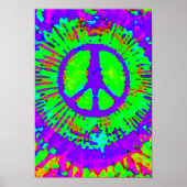 Abstract Psychedelic Stropdas-Dye Peace Sign Poster (Voorkant)
