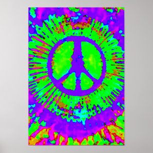 Abstract Psychedelic Stropdas-Dye Peace Sign Poster