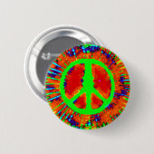 Abstract Psychedelic Stropdas-Dye Peace Sign Ronde Button 5,7 Cm (Voorkant /achterkant)