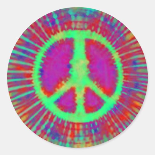 Abstract Psychedelic Stropdas-Dye Peace Sign Ronde Sticker (Voorkant)