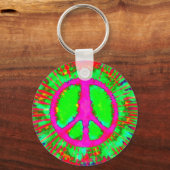 Abstract Psychedelic Stropdas-Dye Peace Sign Sleutelhanger (Voorkant)