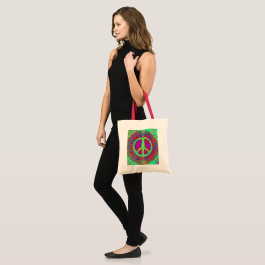 Abstract Psychedelic Stropdas-Dye Peace Sign Tote Bag (Voorkant (model))