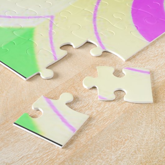 Abstract Psychedelic Yellow Mauve & Green Pattern Legpuzzel (Zijkant)