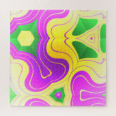 Abstract Psychedelic Yellow Mauve & Green Pattern Legpuzzel (Horizontaal)