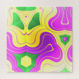 Abstract Psychedelic Yellow Mauve & Green Pattern Legpuzzel