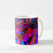 Abstract psychedelisch kleurig rood koffiemok (Voorkant rechts)