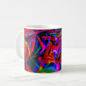 Abstract psychedelisch kleurig rood koffiemok (Voorkant links)