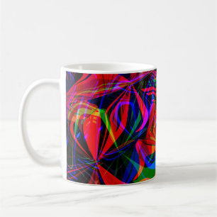 Abstract psychedelisch kleurig rood koffiemok