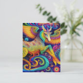 Abstract psychedelisch schepsel kunst briefkaart (Staand voorkant)