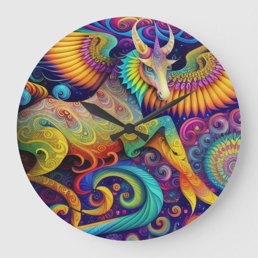 Abstract psychedelisch schepsel kunst grote klok (Voorkant)