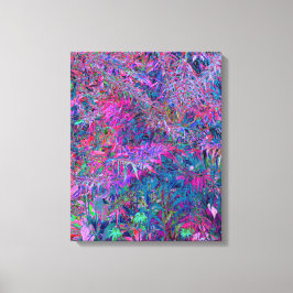 Abstract psychedelische regenboogkleuren bladtuin canvas afdruk