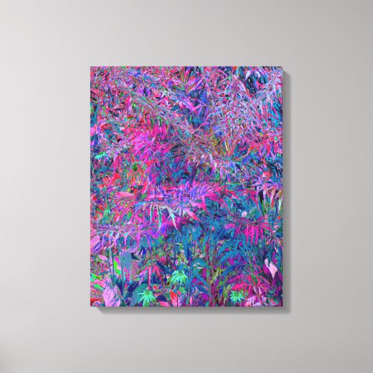 Abstract psychedelische regenboogkleuren bladtuin canvas afdruk (Voorkant)