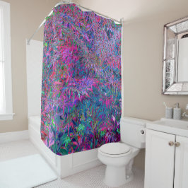 Abstract psychedelische regenboogkleuren bladtuin douchegordijn