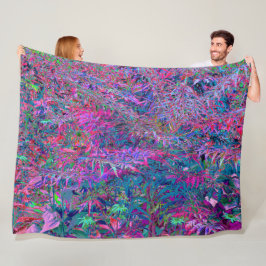 Abstract psychedelische regenboogkleuren bladtuin fleece deken