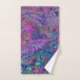 Abstract psychedelische regenboogkleuren bladtuin handdoek