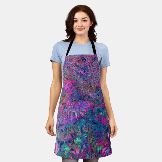 Abstract psychedelische regenboogkleuren bladtuin schort (Gedragen)