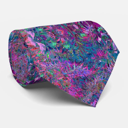 Abstract psychedelische regenboogkleuren bladtuin stropdas (Opgerold)