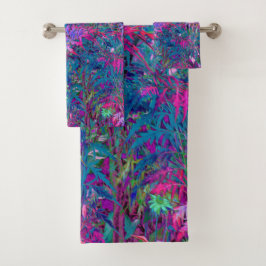 Abstract psychedelische regenboogkleuren bloementu bad handdoek