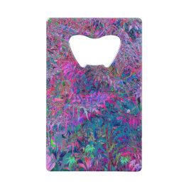 Abstract psychedelische regenboogkleuren bloementu creditkaart flessenopener