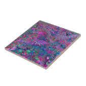 Abstract psychedelische regenboogkleuren bloementu tegeltje (Zijkant)
