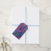 Abstract psychedelische regenboogkleuren gebladert cadeaulabel (Met Touw)