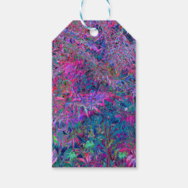 Abstract psychedelische regenboogkleuren gebladert cadeaulabel