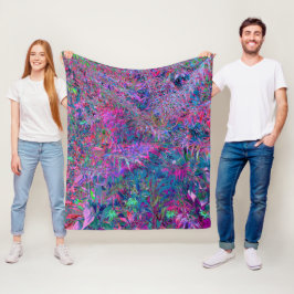 Abstract psychedelische regenboogkleuren gebladert fleece deken