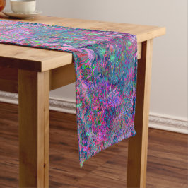 Abstract psychedelische regenboogkleuren gebladert korte tafelloper