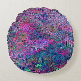 Abstract psychedelische regenboogkleuren gebladert rond kussen