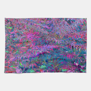 Abstract psychedelische regenboogkleuren gebladert theedoek