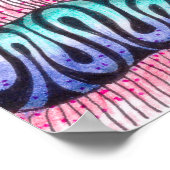 Abstract psychedelische roze blauwe golvende lijnk poster (Hoek)