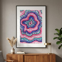 Abstract psychedelische roze blauwe golvende lijnk