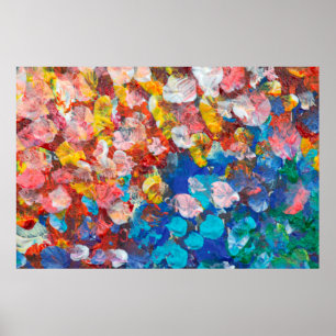 Abstract punt uitstrijkstreep acryl en waterc poster