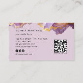 Abstract Purple Agate gold glitter marble QR Code Visitekaartje (Achterkant)