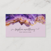 Abstract Purple Agate gold glitter marble QR Code Visitekaartje (Voorkant)