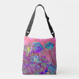 Abstract Purple and Blue Hydrangea with Magenta Crossbody Tas
