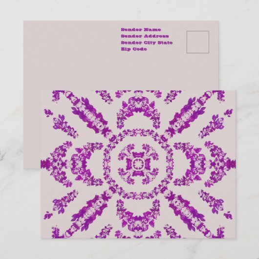 Abstract Purple Orchid Flower Design Pattern Art Briefkaart (Voorkant / Achterkant)