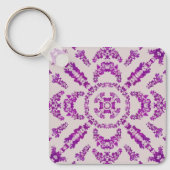 Abstract Purple Orchid Flower Design Pattern Art Sleutelhanger (Voorkant)