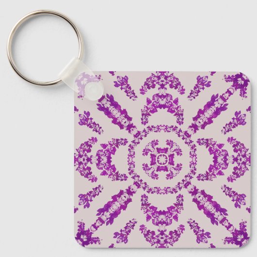 Abstract Purple Orchid Flower Design Pattern Art Sleutelhanger (Voorkant)