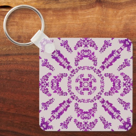 Abstract Purple Orchid Flower Design Pattern Art Sleutelhanger (Voorkant)