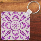 Abstract Purple Orchid Flower Design Pattern Art Sleutelhanger (Achterkant)