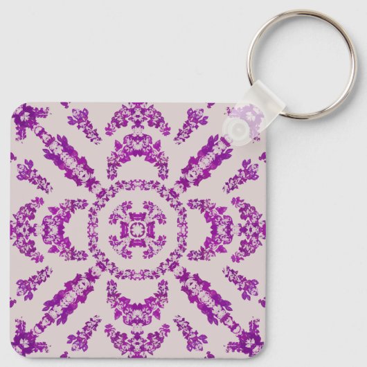 Abstract Purple Orchid Flower Design Pattern Art Sleutelhanger (Achterkant)