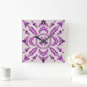Abstract Purple Orchid Flower Design Pattern Art Vierkante Klok (Huis)