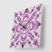 Abstract Purple Orchid Flower Design Pattern Art Vierkante Klok (Hoek)