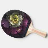 Abstract Purpur Khaki Grijs Fractal Flower Monogra Tafeltennisbatje (Zijkant)