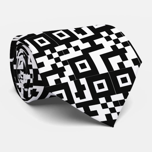 Abstract QR Code Mashup Patroon Stropdas (Opgerold)