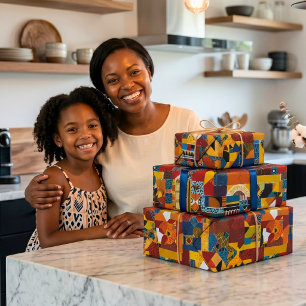 Abstract Quilt Patchwork Cadeau voor Afro-Amerikaa Cadeaupapier